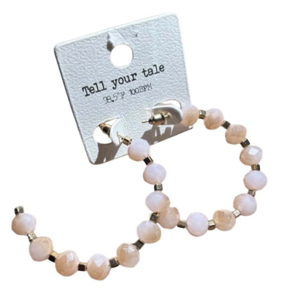 Tell Your Tale Beaded Hoop Earrings Pink